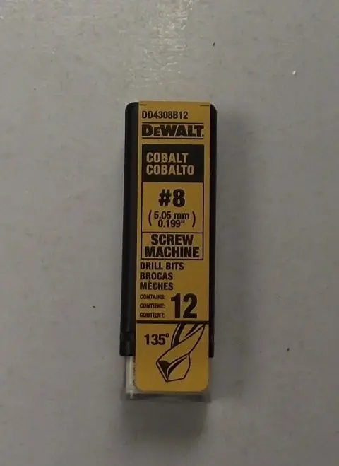 DEWALT DD4308B12 Cobalt Drill Bit Set – #8 Wire, Screw-Machine Length, 12-Pack (Germany)