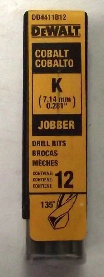 DEWALT DD4411B12 Cobalt Jobber Drill Bits – Letter K Size, 12-Pack (Made in Germany)