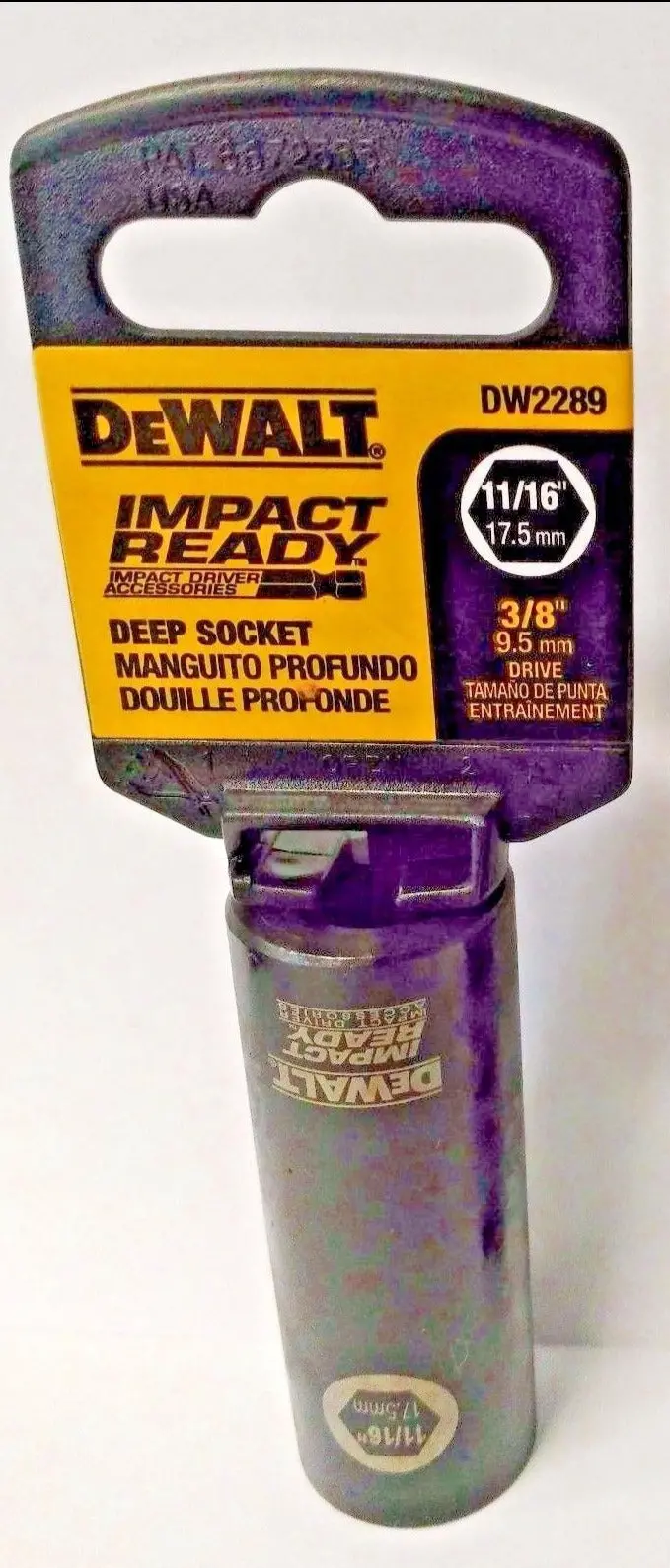 DEWALT DW2289 Impact Socket – 11/16″, 3/8″ Drive, 6-Point Deep Profile