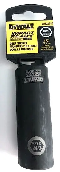 DEWALT DW22912 Impact-Ready Deep Socket – 13/16-inch, 1/2-inch Drive, 6-Point