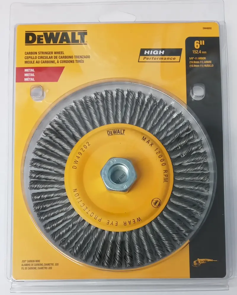 DEWALT DW49202-6 Stringer Wheel – 6″ Diameter, 5/8″-11 Thread, Carbon Steel
