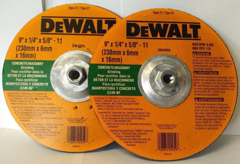 DeWalt DW4959 Concrete & Masonry Grinding Wheels – 9″ x 1/4″ x 5/8″-11, 2-Pack
