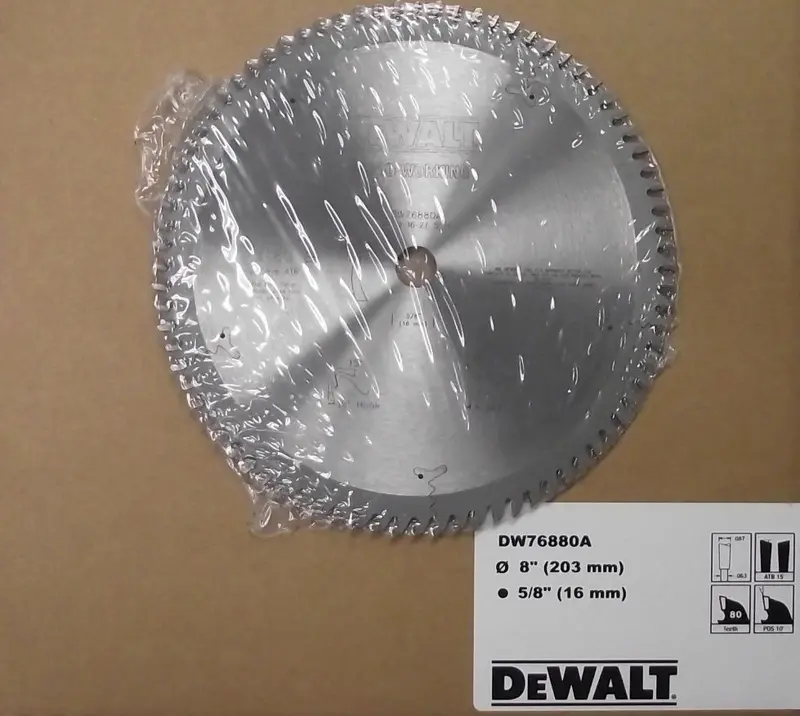 DEWALT DW76880A Woodworking Saw Blade — 8-Inch Diameter, 80-Tooth ATB Design, USA