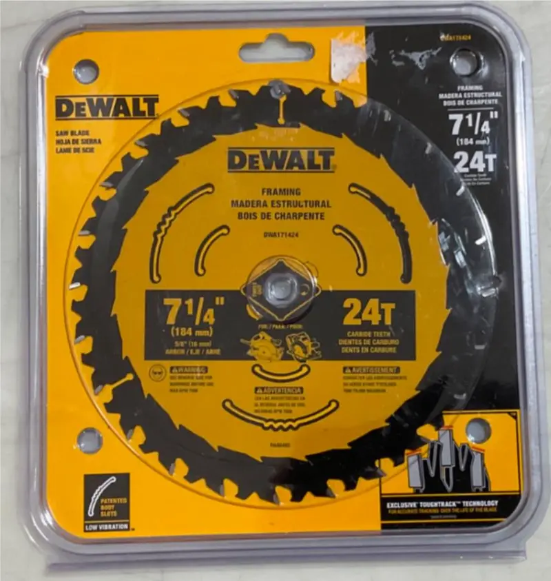 DeWalt DWA171424 Framing Circular Saw Blade – 7-1/4″, 24-Tooth, Carbide-Tipped