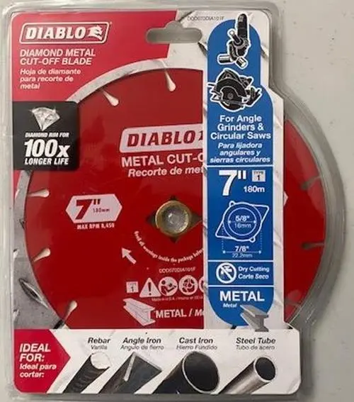 Diablo 7-Inch Diamond Metal Cut-Off Blade — For Angle Grinders, USA-Made