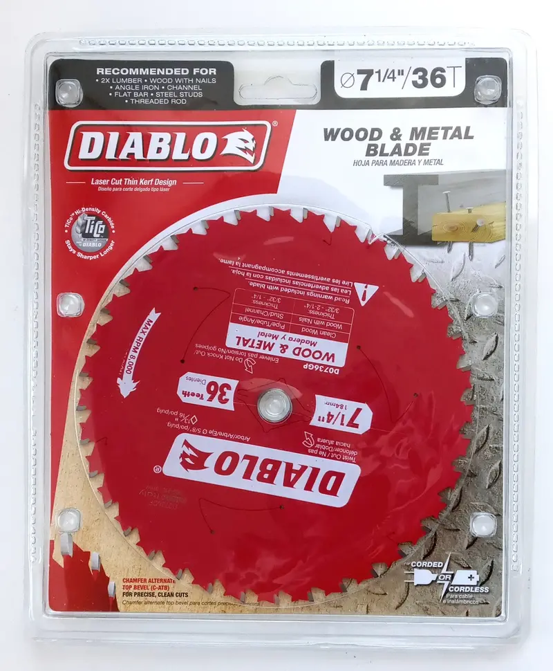 Diablo D0736GP 7-1/4-Inch 36-Tooth Hybrid Wood-and-Metal Circular Saw Blade – Manufactured in Italy