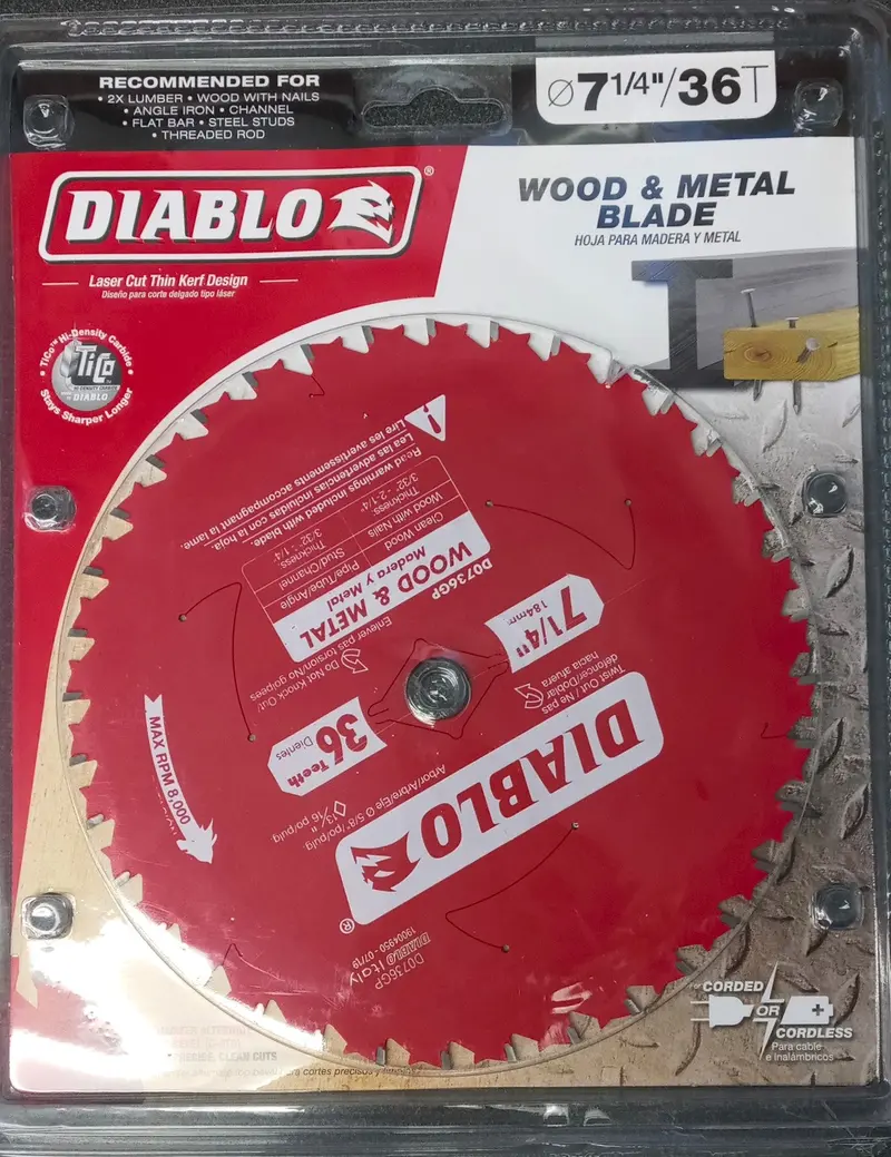 Diablo D0736GPX 7-1/4″ 36-Tooth Wood & Metal Saw Blade — Made in Italy