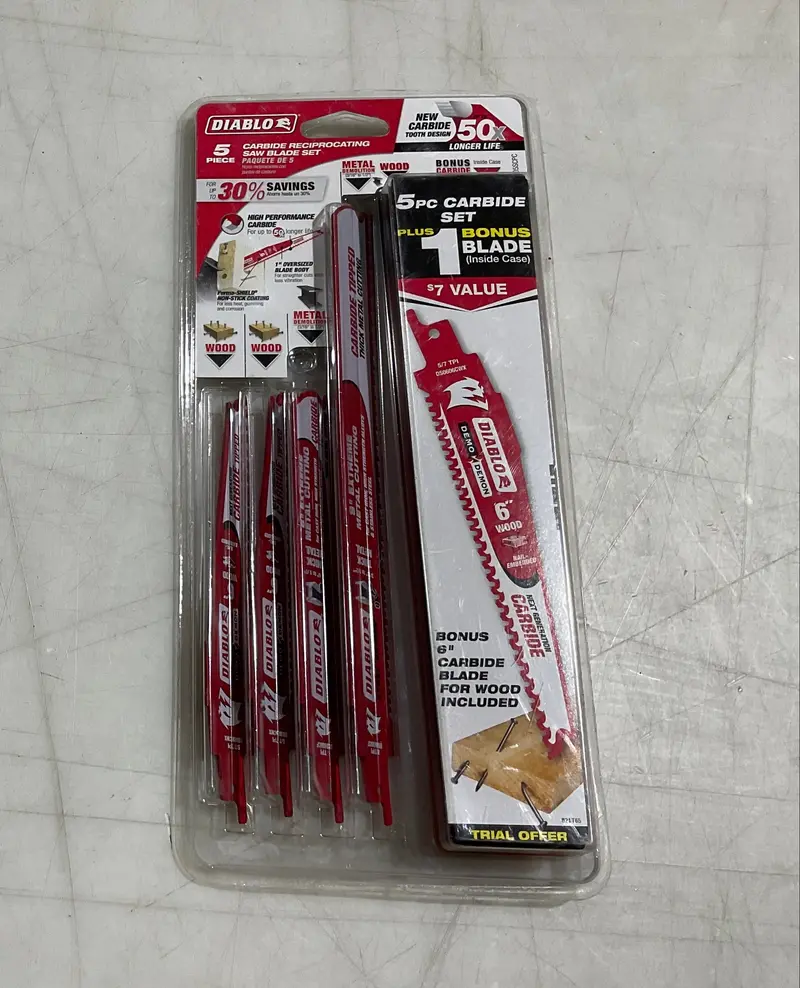 Diablo DS005SCPC Carbide Reciprocating Saw Blade Set – 5-Piece Assorted TPI Collection