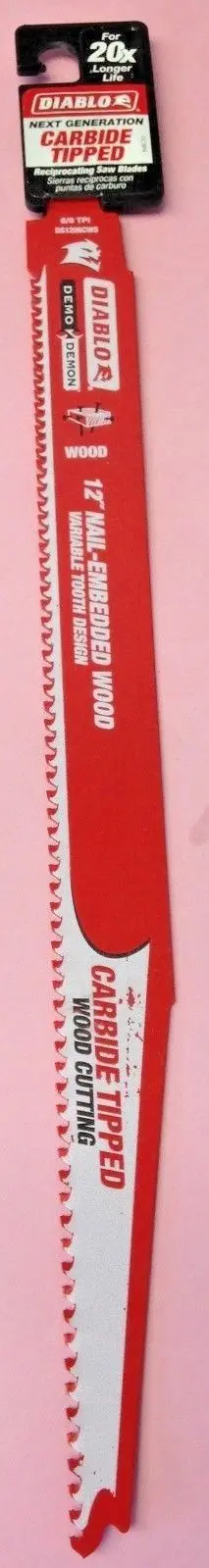 Diablo DS1206CWS 12″ Wood-Cutting Reciprocating Blade – 6/9 TPI Carbide-Tipped