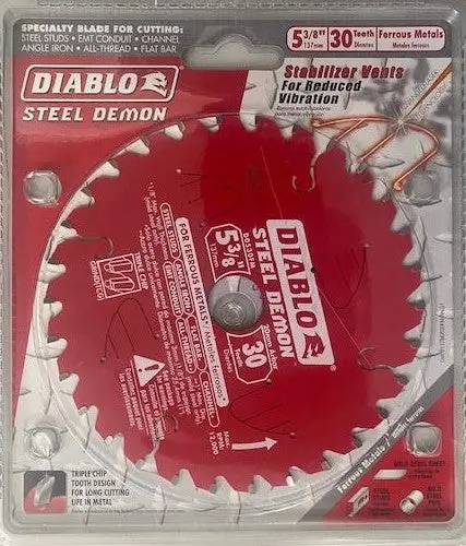 Diablo Ferrous-Cutting Saw Blade — 5-3/8″ x 30 Tooth, Made in Italy