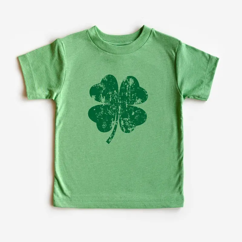 Distressed Four-Leaf Clover Kids’ Green Triblend Tee