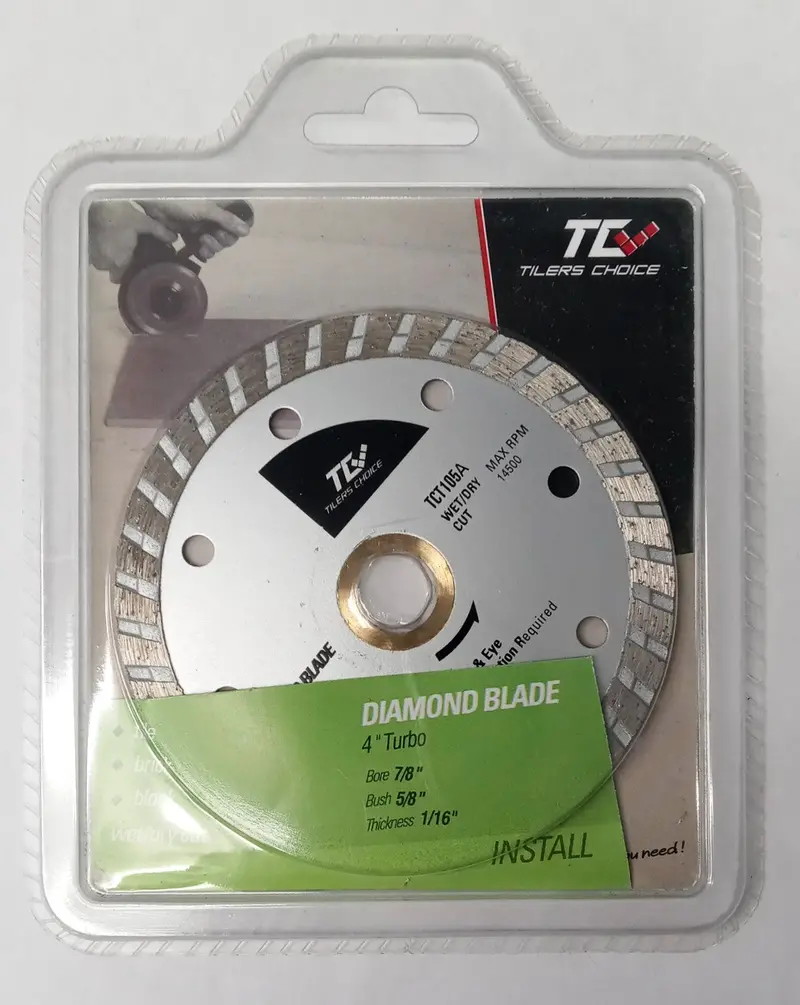 DTA Tiler’s Choice 4-Inch Turbo Rim Diamond Blade – Wet or Dry Tile Application (Model TCT105A)