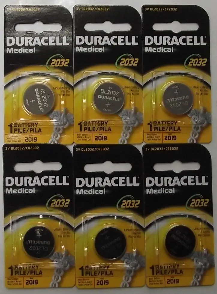 Duracell CR2032 / DL2032 Lithium Coin Cell Battery — 3V, 6-Pack, Manufactured in Japan (2019)
