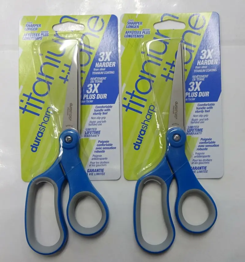 Durasharp Titanium-Coated 8-Inch Soft-Grip Scissors – 2-Piece Set