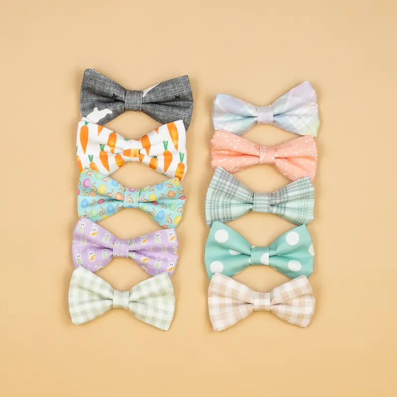 Easter-Themed Snap-On Fabric Bow Tie