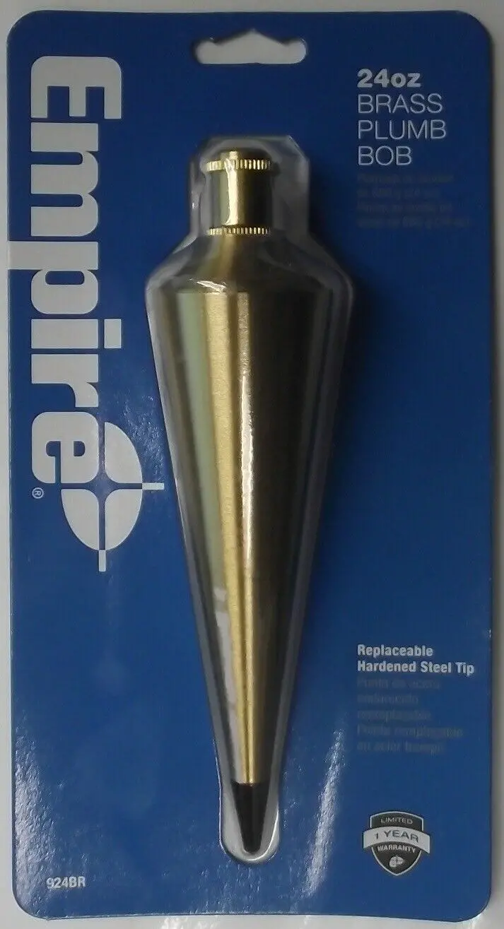 Empire 24 oz Brass Plumb Bob – Durable Construction with Sharp Steel Tip