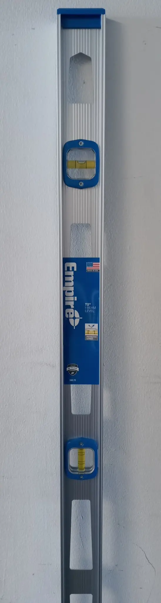 Empire 580-72 I-Beam Level – 72-Inch Aluminum Frame, Vial Accuracy, USA-Built