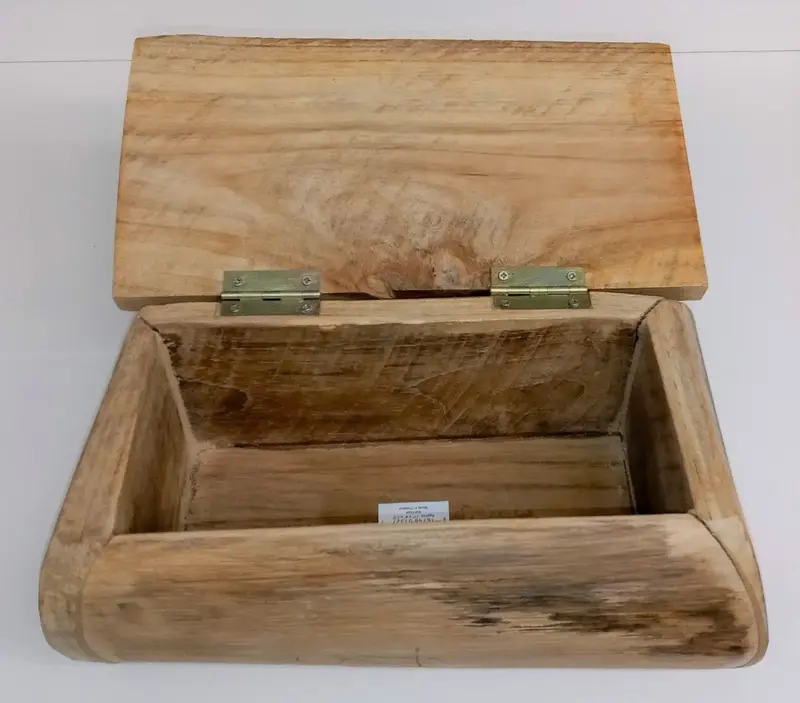 Enrico 3288 Driftwood-Finish Wooden Storage Box – Hinged Lid, Decorative Chest or Table Accent