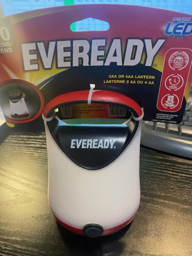 Eveready EVGPAL41 LED Camping Lantern – 250 Lumens, Red & Black Dual-Mode