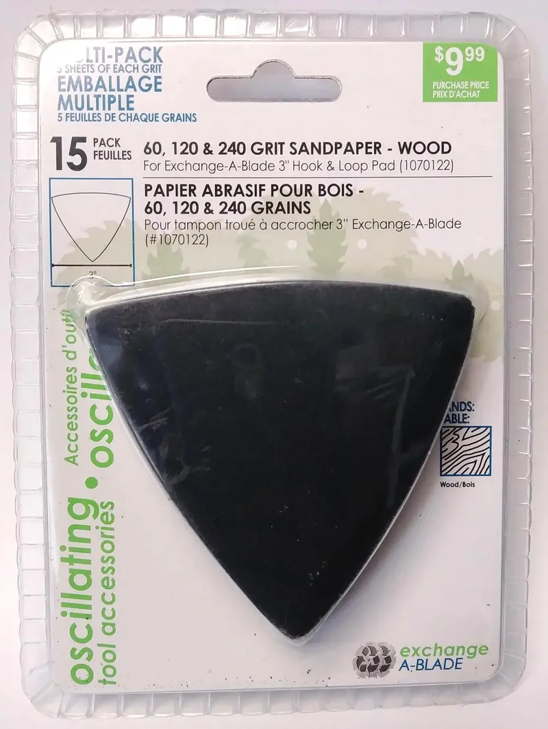Exchange A-Blade Sandpaper Variety Pack – 3″ Sheets (60/120/240 Grit) for Wood Finishing