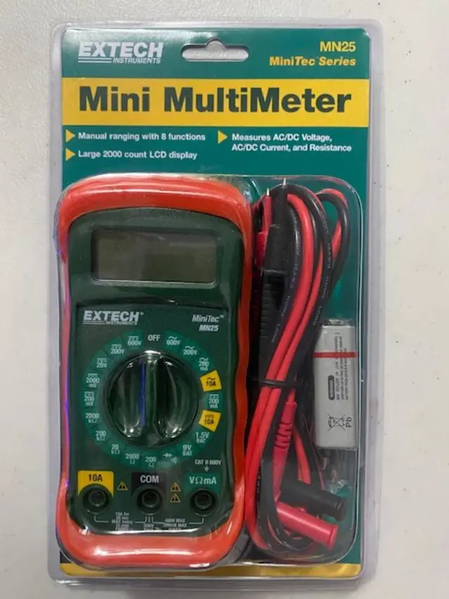 Extech MN25 Digital Mini Multimeter for AC/DC Voltage Testing