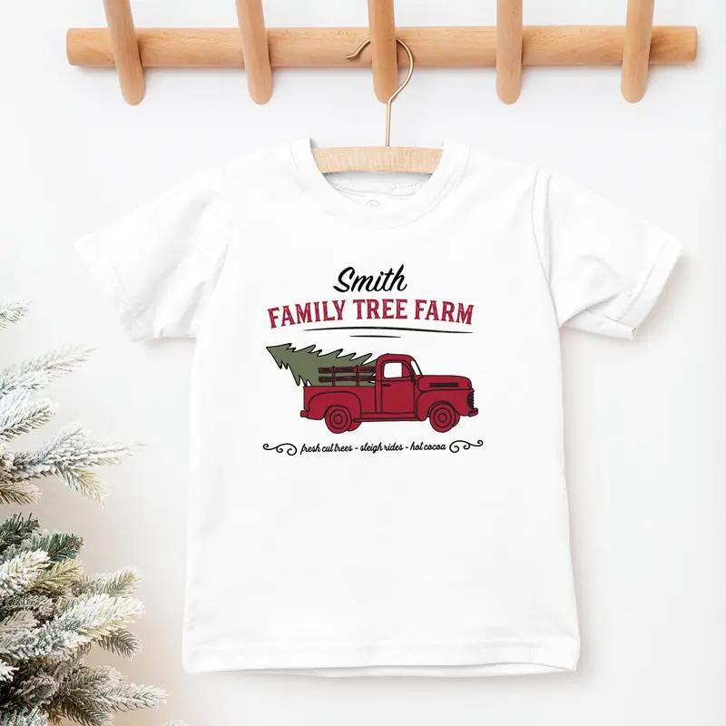 Family Farm Christmas Truck Graphic T-Shirt