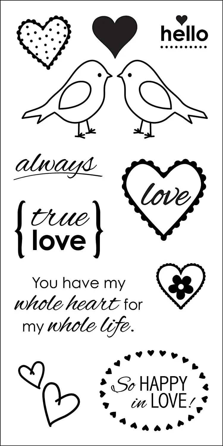 Fiskars 102820-1001 Clear Sweetheart-Themed Rubber Stamp – 3″ x 6″