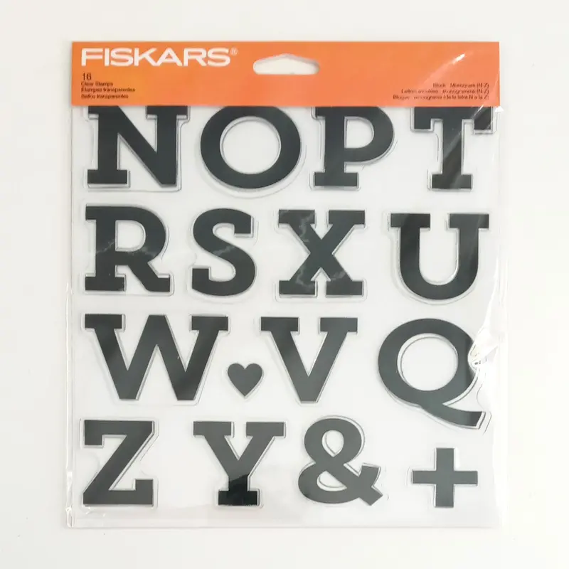 Fiskars Clear Monogram Stamp Set – Alphabet N–Z, Mountable Acrylic Block