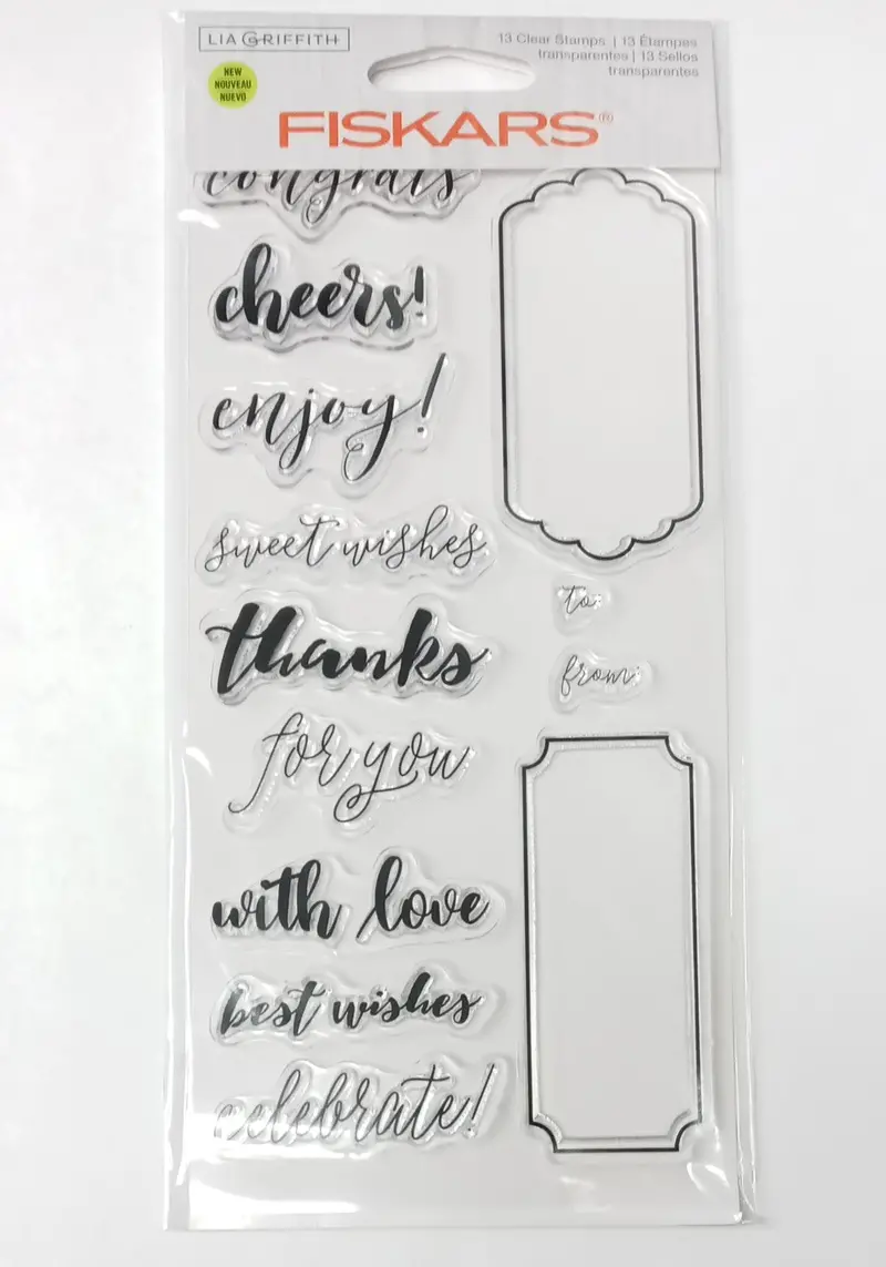 Fiskars Lia Griffith Celebration Tag Clear Stamp Set – Themed Craft Collection