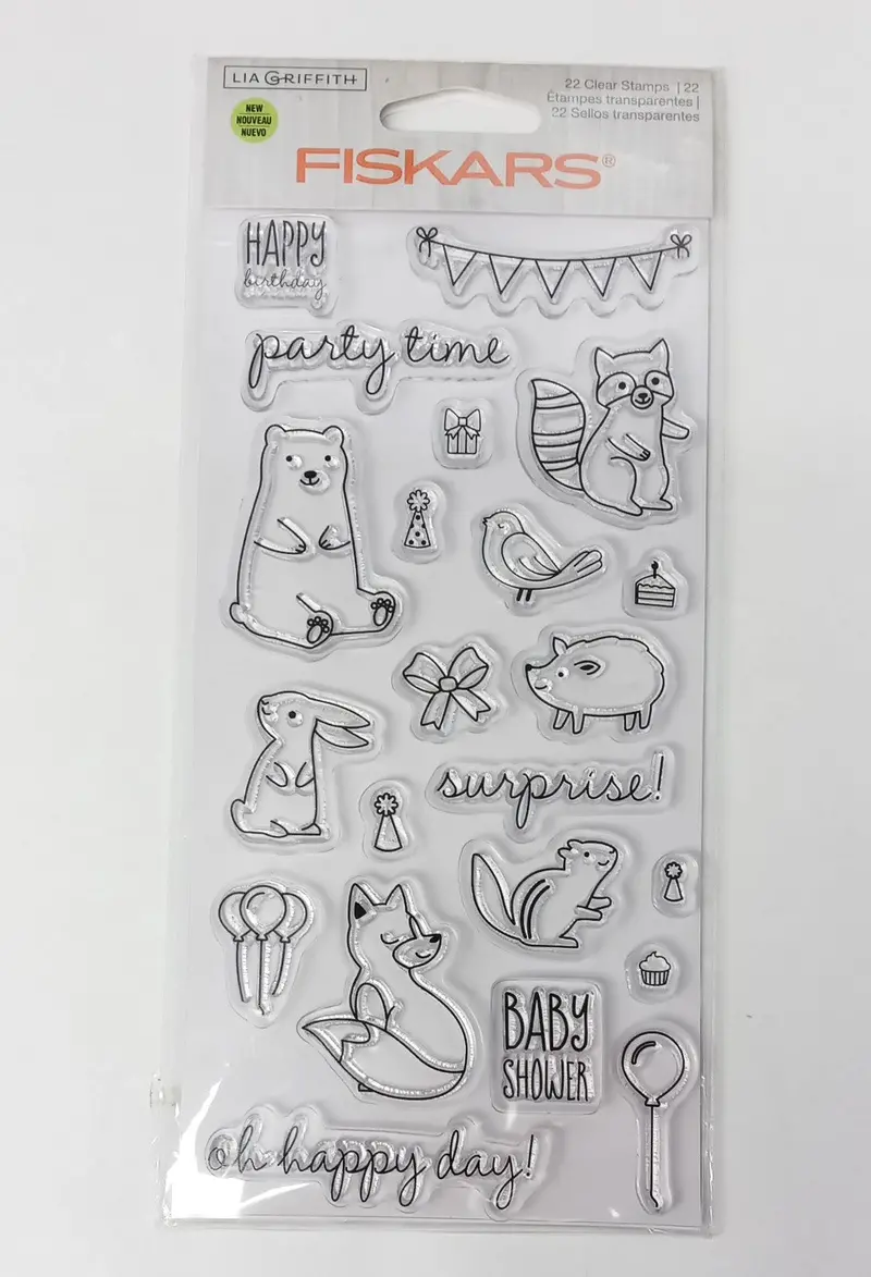 Fiskars Lia Griffith Party Clear Stamp Collection – Handcrafted Celebration Motifs