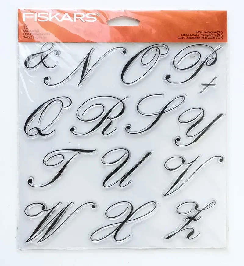 Fiskars Script Monogram Clear Photopolymer Stamps (N–Z) – Model 146760-1001