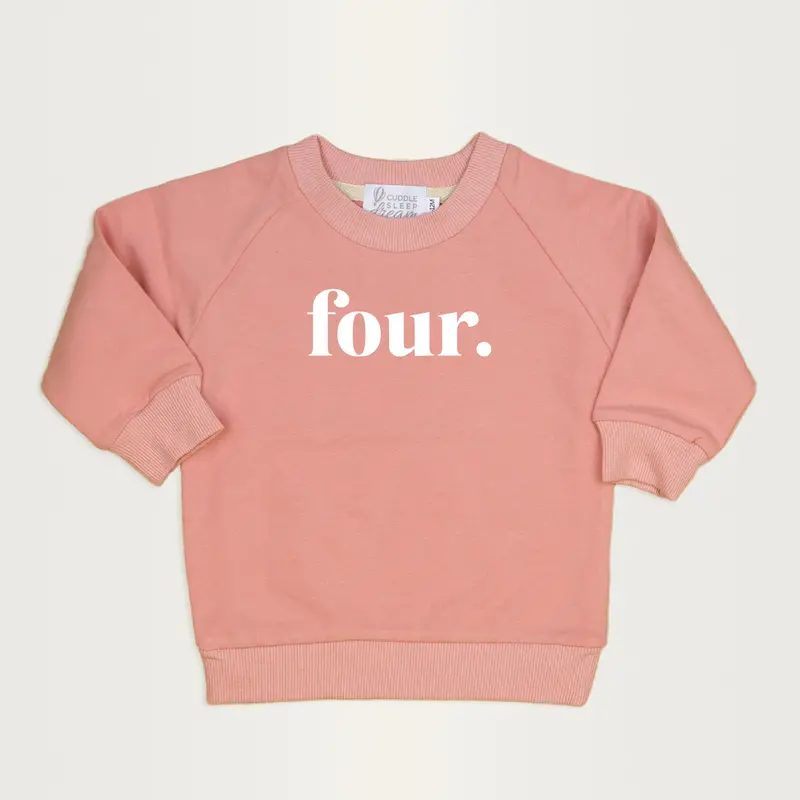 ‘four.’ Pink 4th Birthday Sweatshirt