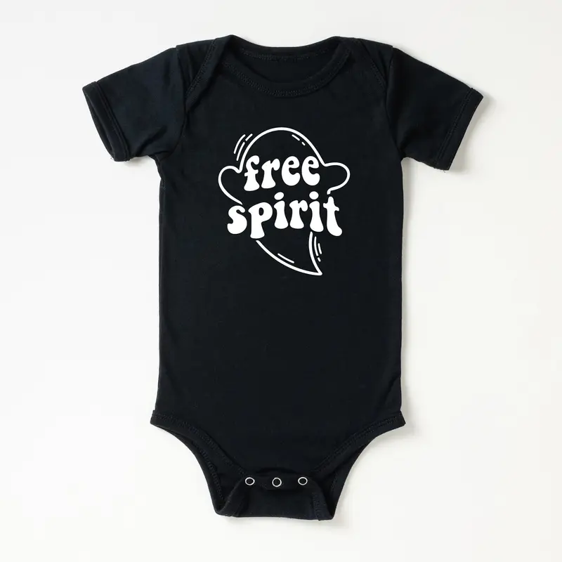 ‘Free Spirit’ Black Short-Sleeve Onesie