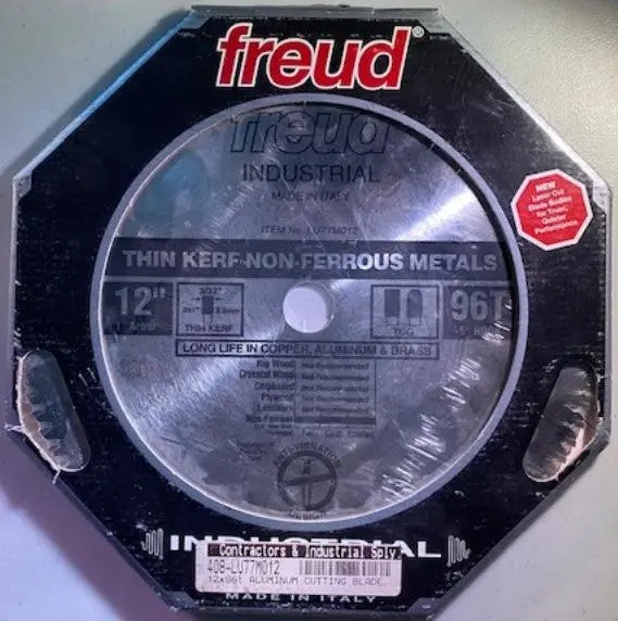 Freud LU77M012 Thin-Kerf Saw Blade – 12-Inch, 96-Tooth TCG, Optimized for Non-Ferrous Metals