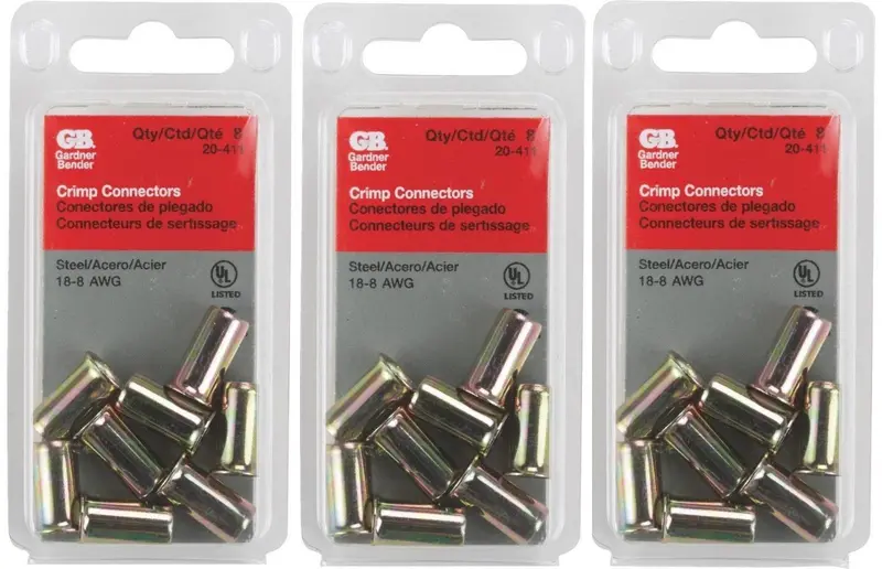 Gardner Bender Zinc-Plated Crimp Connectors for 18–8 AWG Wire – Pack of 24