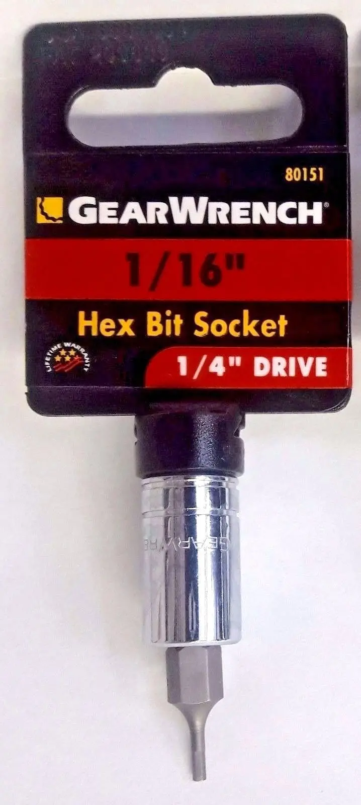 GEARWRENCH 1/16″ Hex Bit Socket – 1/4″ Drive, Precision Fit