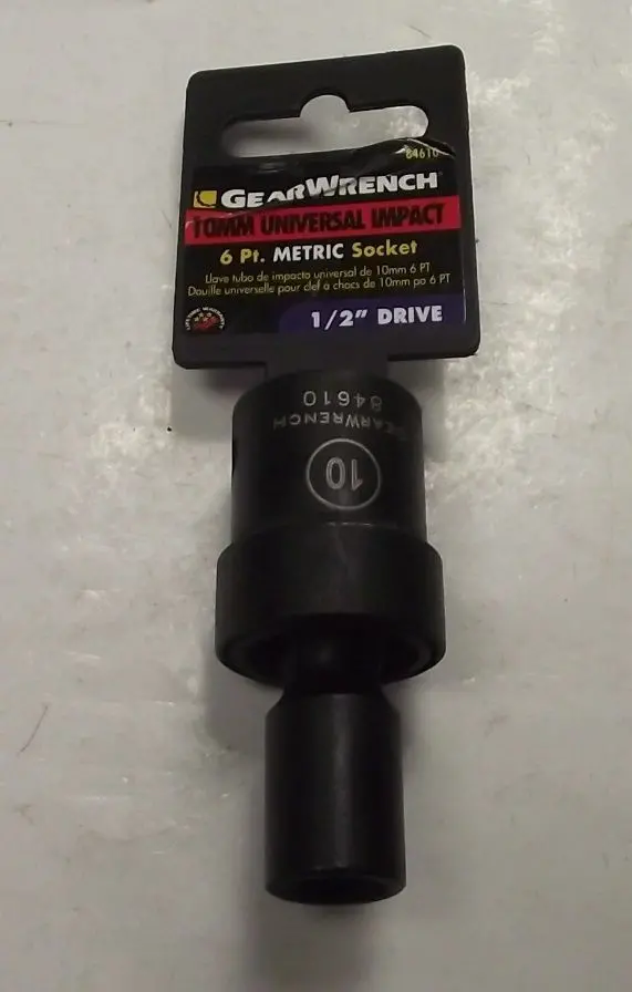 GearWrench 10mm Universal Impact Socket – 1/2″ Drive, 6-Point, Model 84610