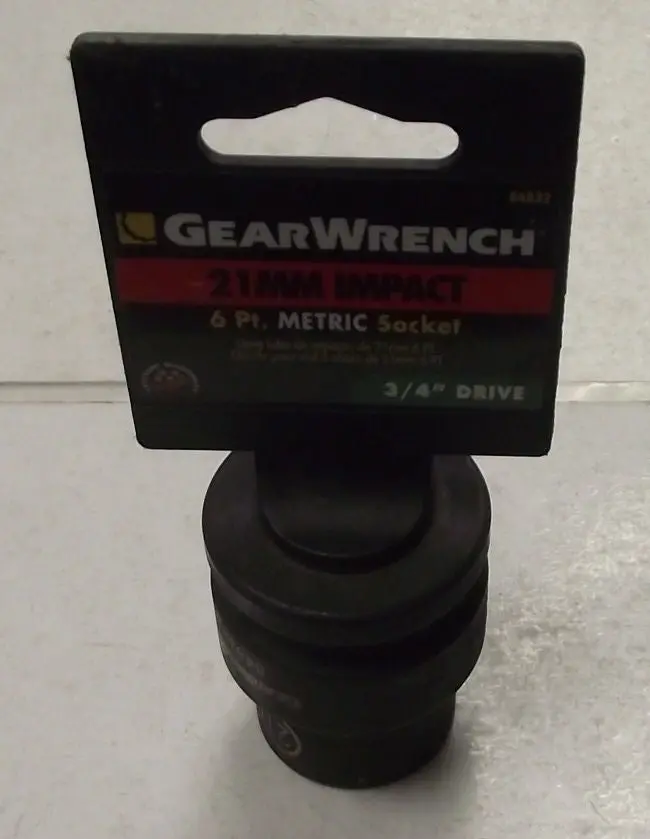 GearWrench 21mm 3/4-Inch Drive 6-Point Impact Socket for Heavy-Duty Use