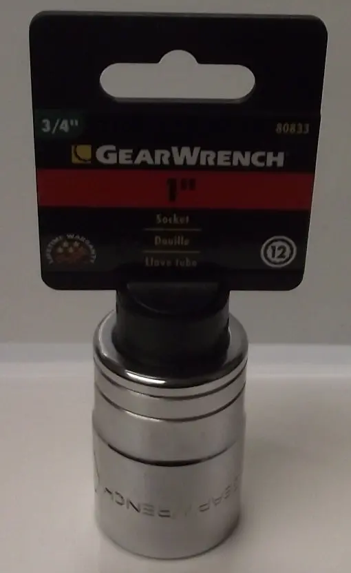 GearWrench 3/4-Inch Drive 1-Inch 12-Point Standard Socket – SAE, Chrome Finish