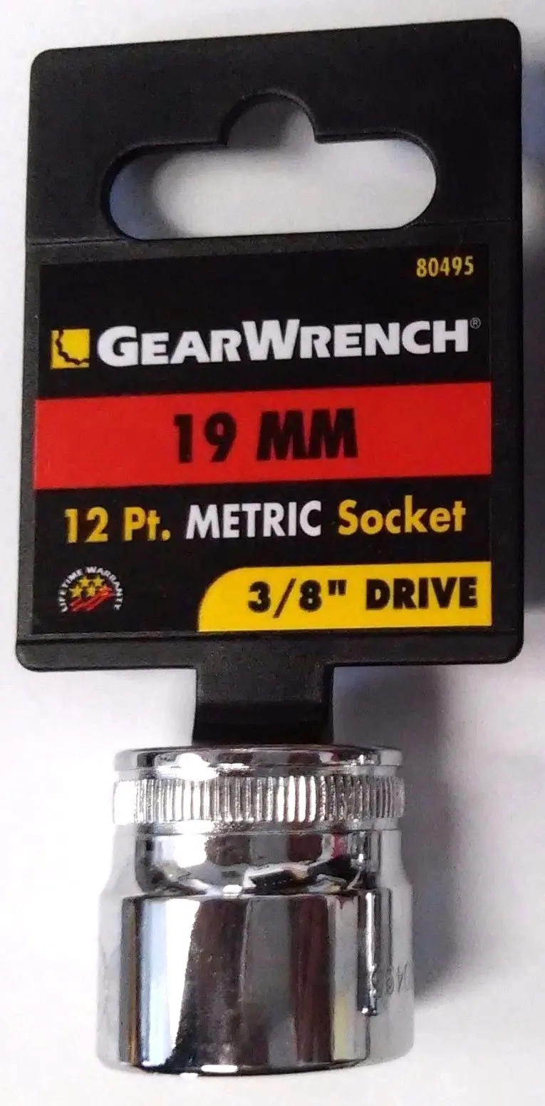 GearWrench 3/8″ Drive 19mm 12-Point Standard Socket – Precision-Machined Metric Tool