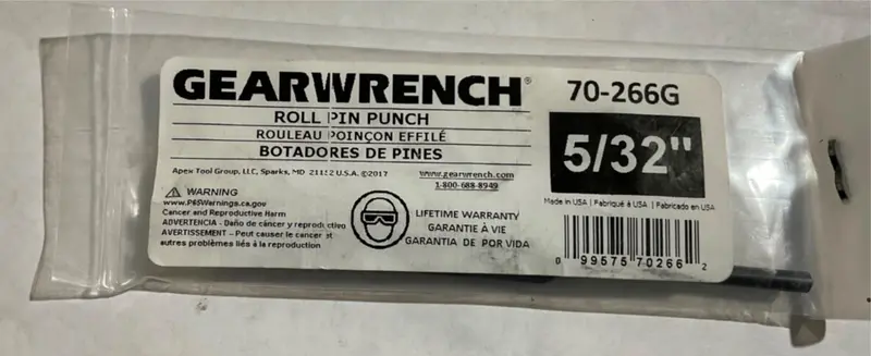GearWrench 5/32″ x 4-1/2″ Roll Pin Punch – Durable Steel, USA-Made