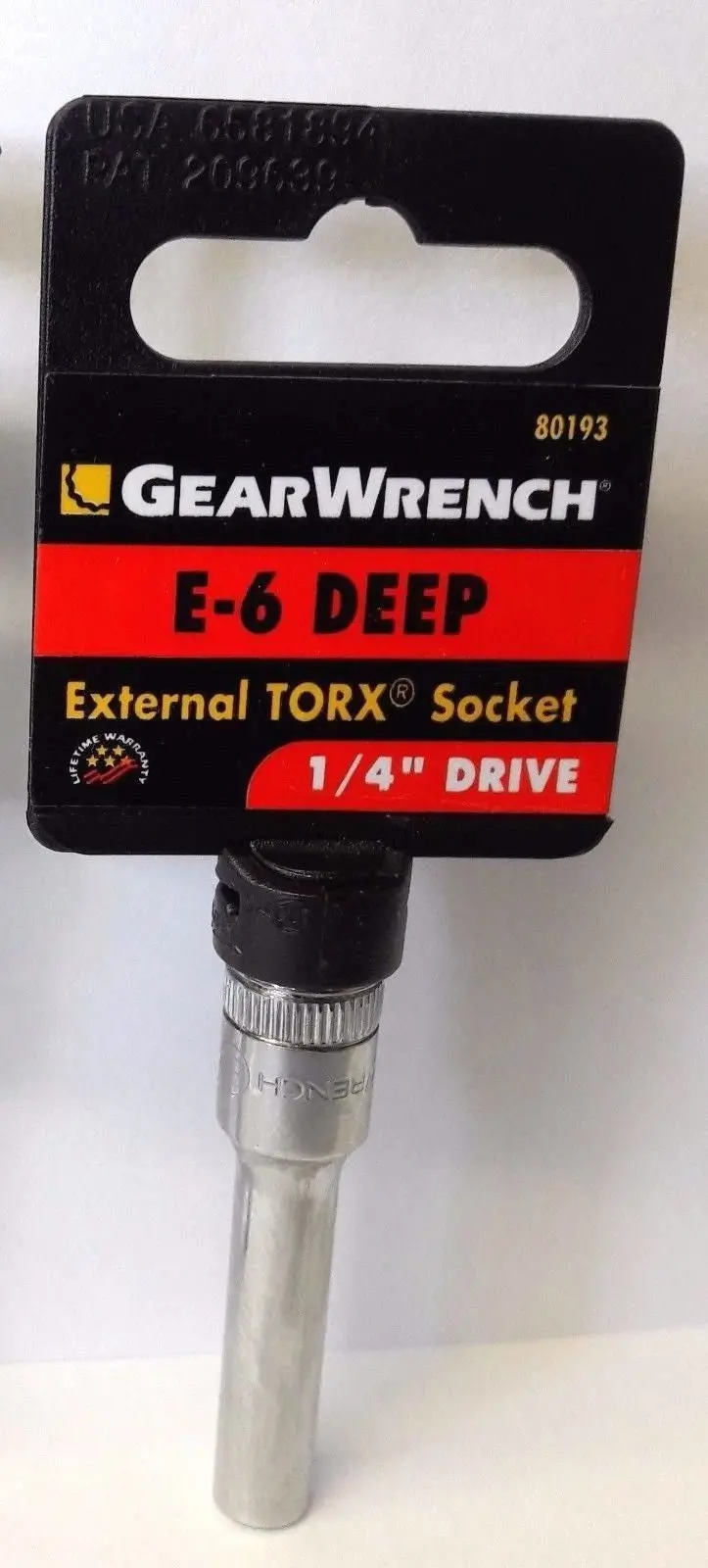 GearWrench 80193 1/4-Inch Drive Deep External Torx Socket – Size E6