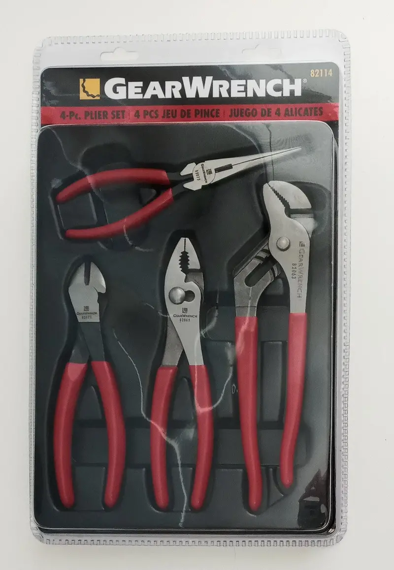 GearWrench 82114 4-Piece Dipped-Handle Plier Kit with Ergonomic Grips