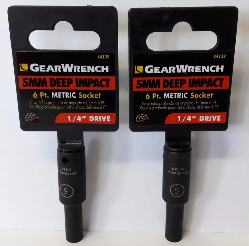 GearWrench 84139 5mm 1/4″ Drive 6-Point Deep Impact Socket – 2-Pack