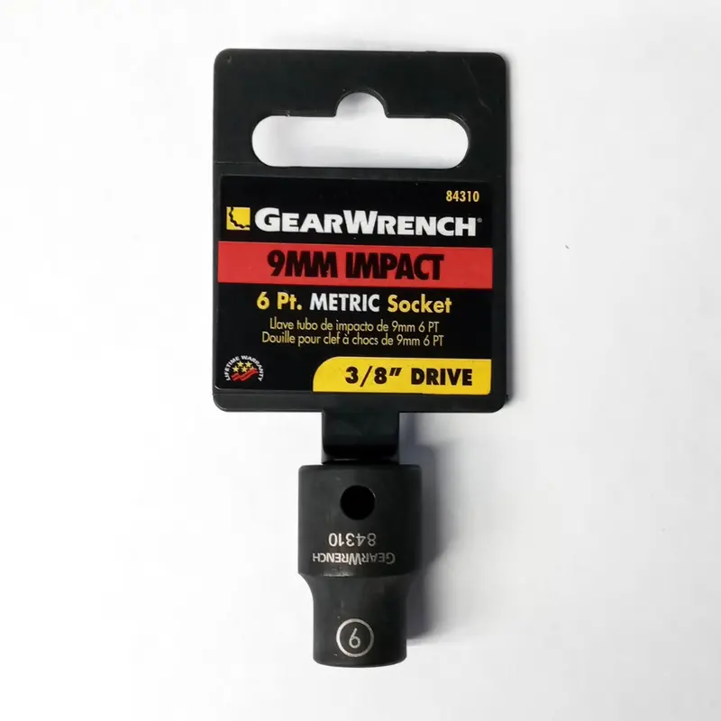 GearWrench 84310 3/8″ Drive 9mm 6-Point Impact Socket – Chrome Vanadium, Drop-Forged for Durability