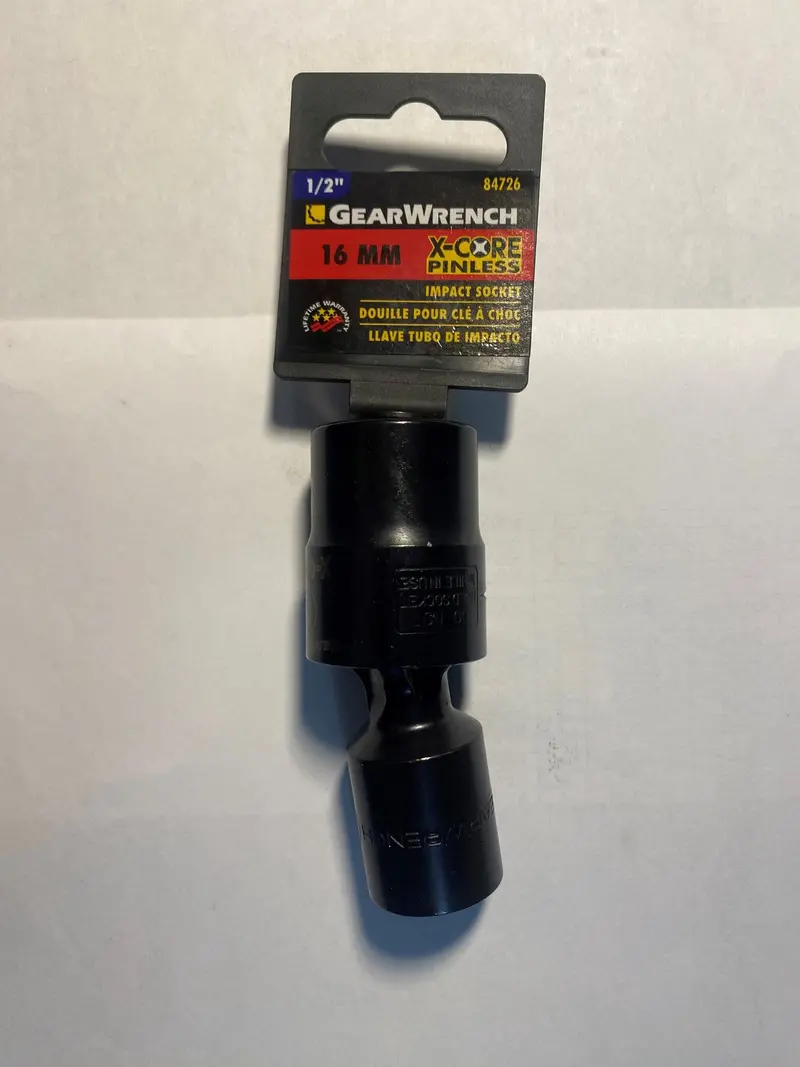 GEARWRENCH 84726 16mm 6-Point Pinless Impact Socket — 1/2″ Drive, Metric