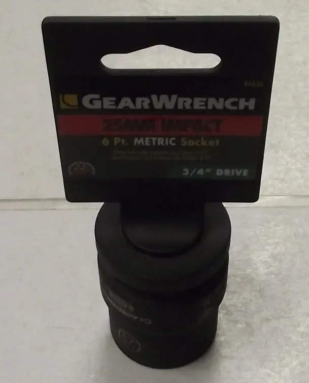 GearWrench 84836 Impact Socket – 25mm (3/4″) Drive, 6-Point Standard, Heavy-Duty Grade