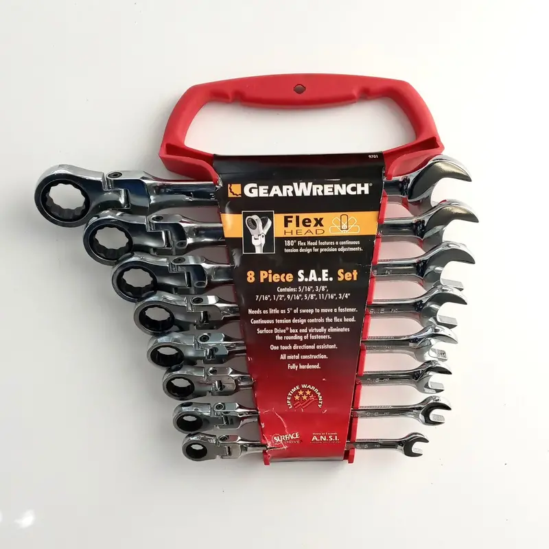 GearWrench Flex Head Ratcheting Wrench Set – SAE 8-Piece Professional Kit