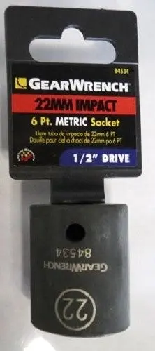 GearWrench Impact Socket – 1/2″ Drive, 6-Point, 22mm, Heavy-Duty