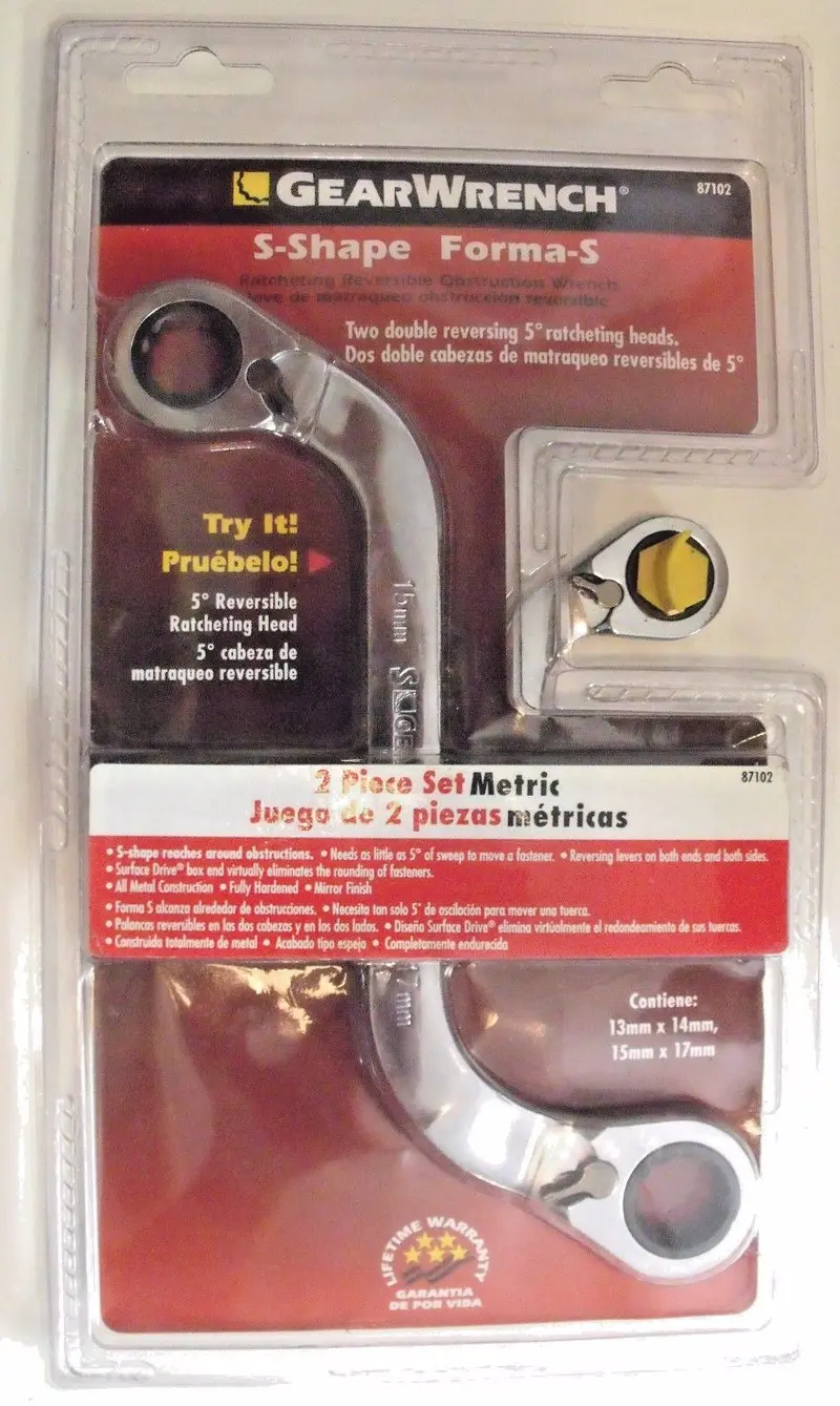 GearWrench S-Pattern Metric Wrench Set – 13×14 mm & 15×17 mm, 2-Piece (87102)